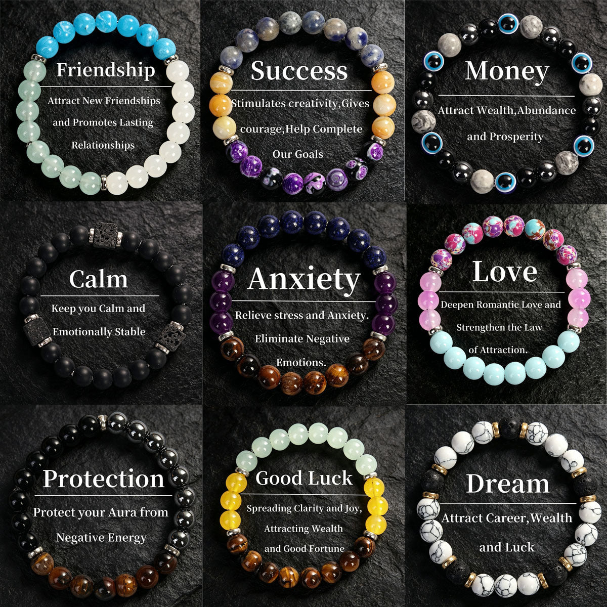 Crystal Money Attraction Bracelet – Unisex Healing Protection Luck Jewelry for Couples, Encouragement Gift for Her
